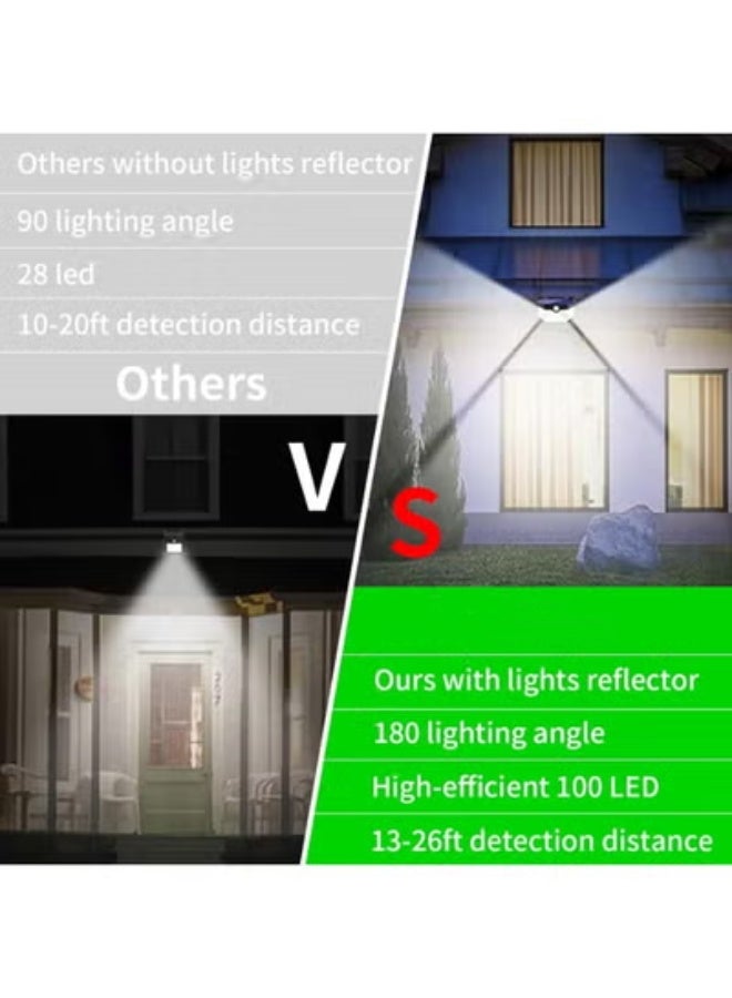 2 pcs Solar Motion Sensor Wall Light – 100 LED Outdoor Security Light, IP65 Garden Fence Lamp with PIR Motion Detection, Easy Install, Dusk to Dawn, Ideal for Porch, Garage, Patio, Walkways, Holiday Decor - Image 3