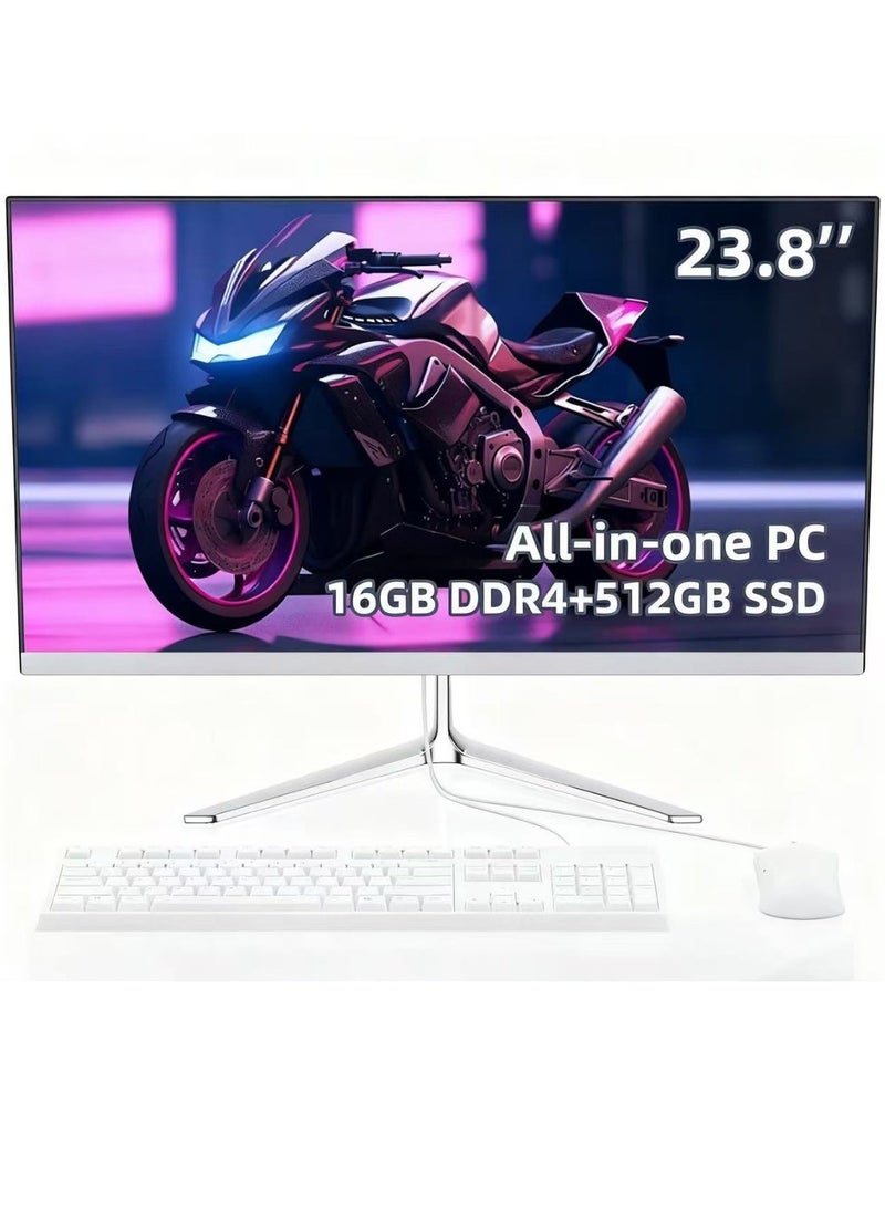بيسري كمبيوتر مكتبي الكل في واحد، شاشة 23.8 بوصة، معالج Core i5 12450H، ذاكرة وصول عشوائي 16 جيجابايت، قرص SSD 512 جيجابايت، واي فاي ثنائي النطاق، بلوتوث 5.0، مزود بلوحة مفاتيح وماوس سلكيين - Image 1