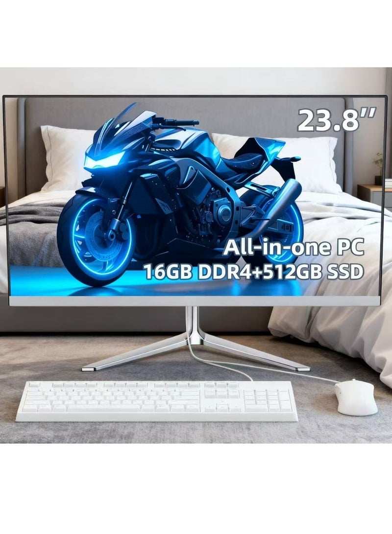 بيسري كمبيوتر مكتبي الكل في واحد، شاشة 23.8 بوصة، معالج Core i5 12450H، ذاكرة وصول عشوائي 16 جيجابايت، قرص SSD 512 جيجابايت، واي فاي ثنائي النطاق، بلوتوث 5.0، مزود بلوحة مفاتيح وماوس سلكيين - Image 4