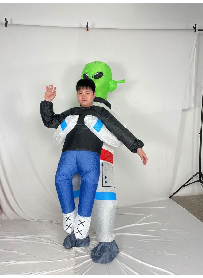 Halloween Ghost Hugging Parent Alien Inflatable Clothing Green Ghost Kuso Dress Up Inflatable Clothing Inflatable Doll Dress Up-Color:Astronaut Alien Hugs People-Specifications:Adult Style - Image 1