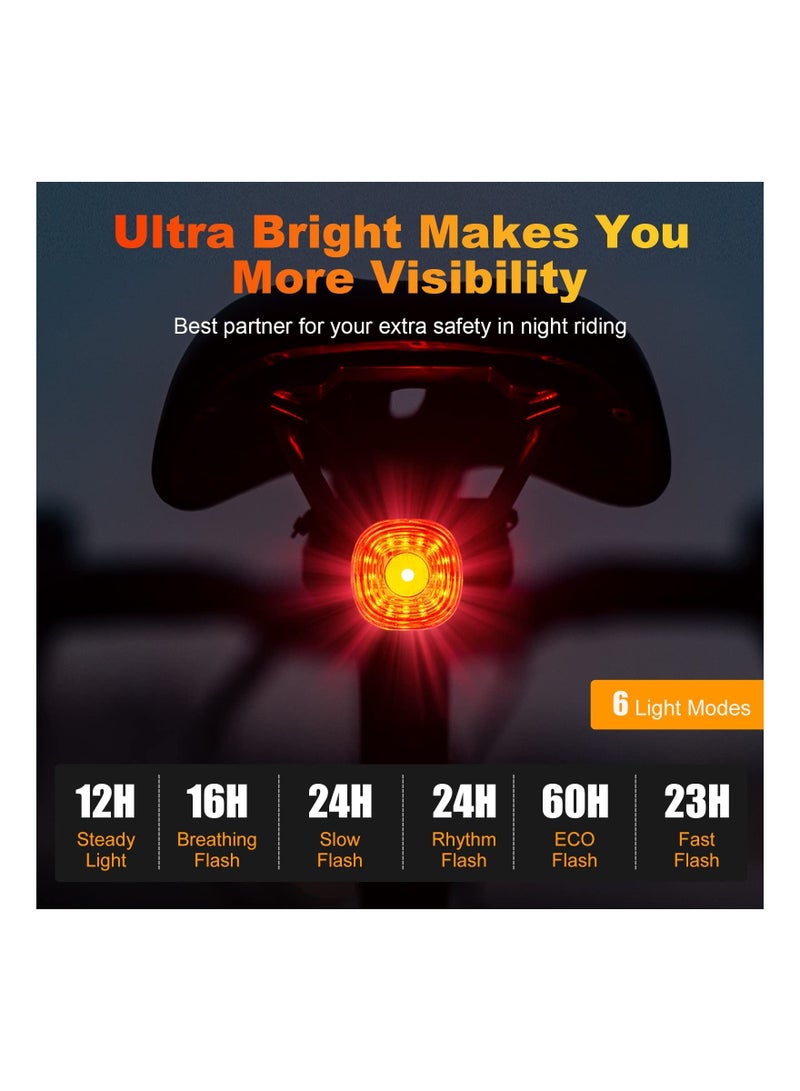 Y&D Bike Rechargeable LED Tail Light, IP66 Waterproof Light Safety Warning Bicycle Rear Ultra Bright Back Flashlight with Six Modes for Visibility  - Image 2