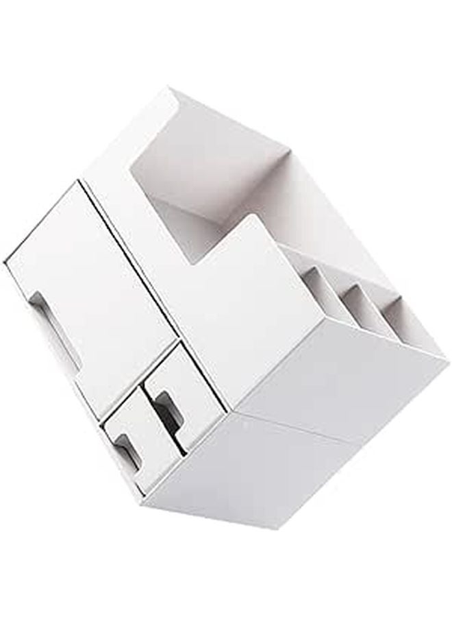 Monitor Stand with Storage Shelf White Plastic Desk Organizer Office Accessory - Image 1