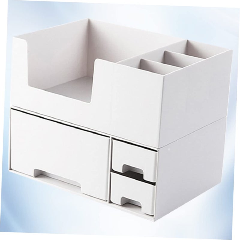 Monitor Stand with Storage Shelf White Plastic Desk Organizer Office Accessory - Image 5