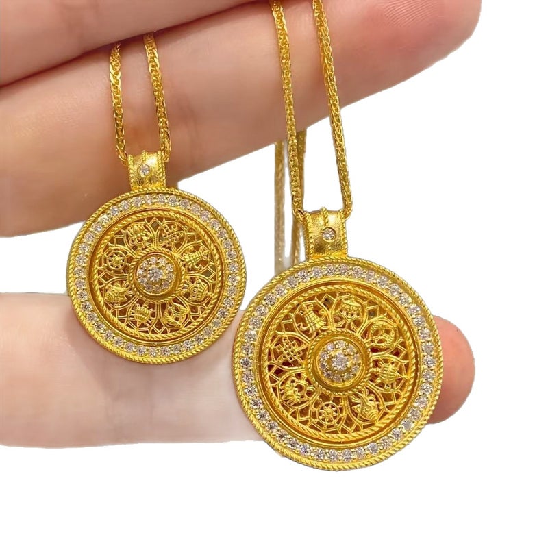 You Ni Zhu Bao Youni Jewelry Ancient Style Rotating Eight Treasures Compass Pendant Necklace for Women, Durable Color-Maintaining Accessory - Image 5