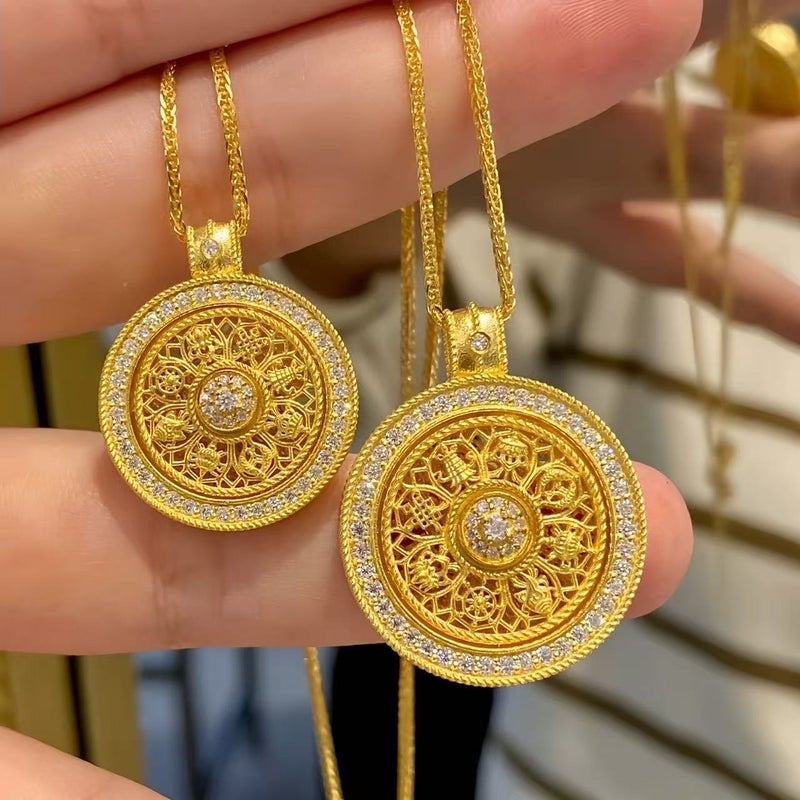 You Ni Zhu Bao Youni Jewelry Ancient Style Rotating Eight Treasures Compass Pendant Necklace for Women, Durable Color-Maintaining Accessory - Image 2
