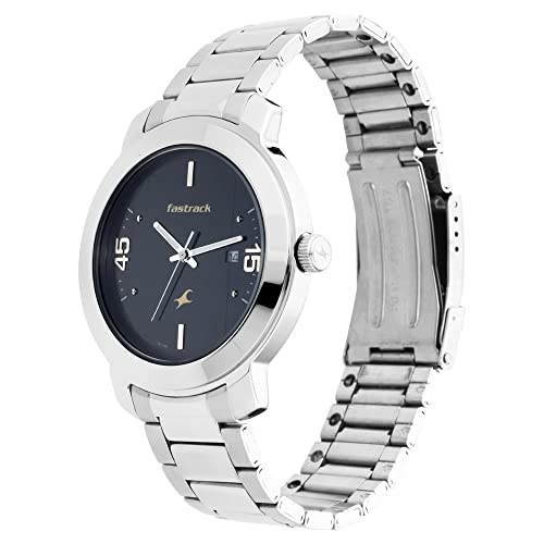 Fastrack Bare Basics Quartz Analog with Date Black Dial Silver Stainless Steel Strap Watch for Guys - NT3246SM02 - Image 4