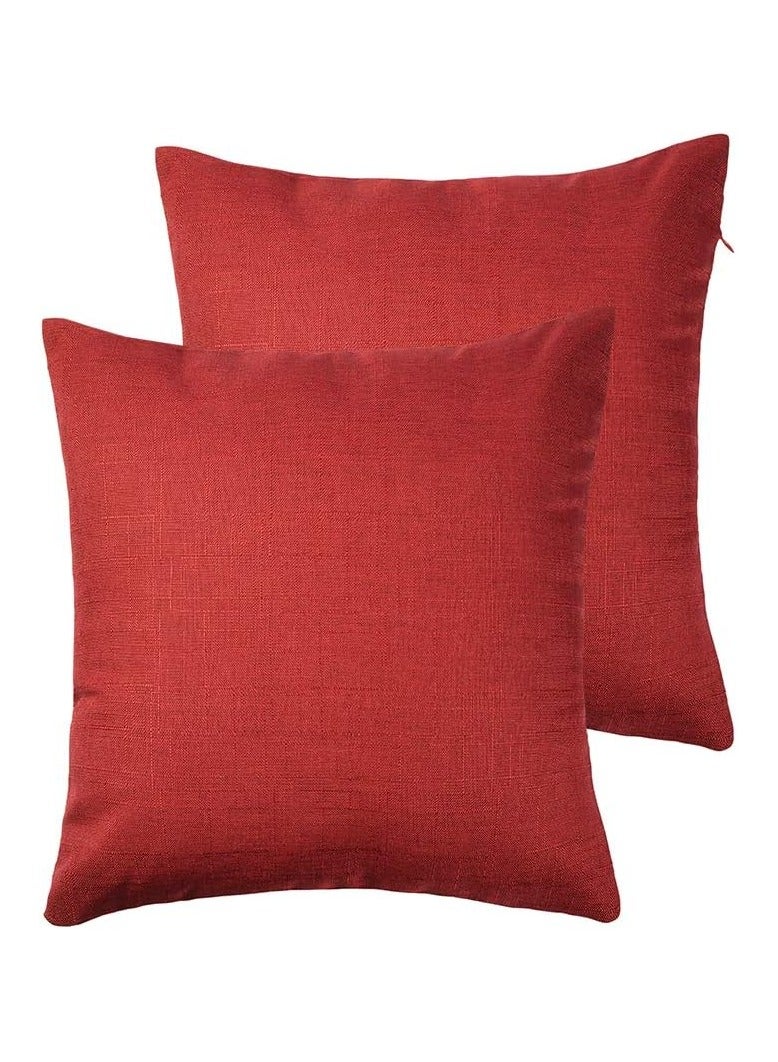 RainRoad Red Decorative Throw Pillow Cover for Sofa Couch Bedroom Car Cotton Linen Pillow Case Cushion Cover Set of 2,18x18Inch 45cm x 45cm (Red) - Image 1