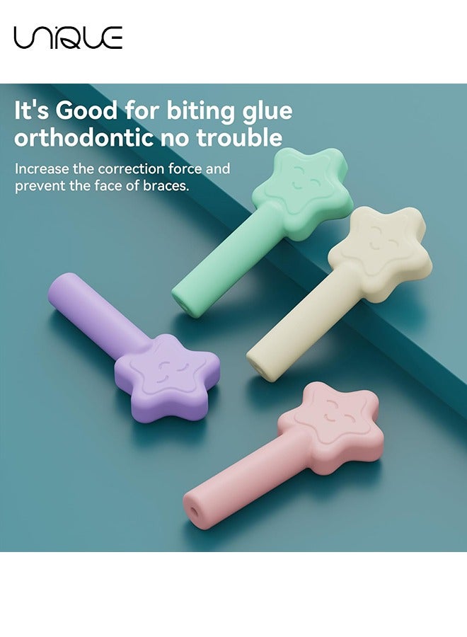 مضغ التقويم ل Invisalign ، 4 عبوات من السيليكون على غرار النجوم لتقويم الأسنان لتقويم الأسنان Invisalign ، المصففات ، الخدم (بدون نكهة ، نعناع ، نكهة القلقاس ، الفراولة) - Image 5