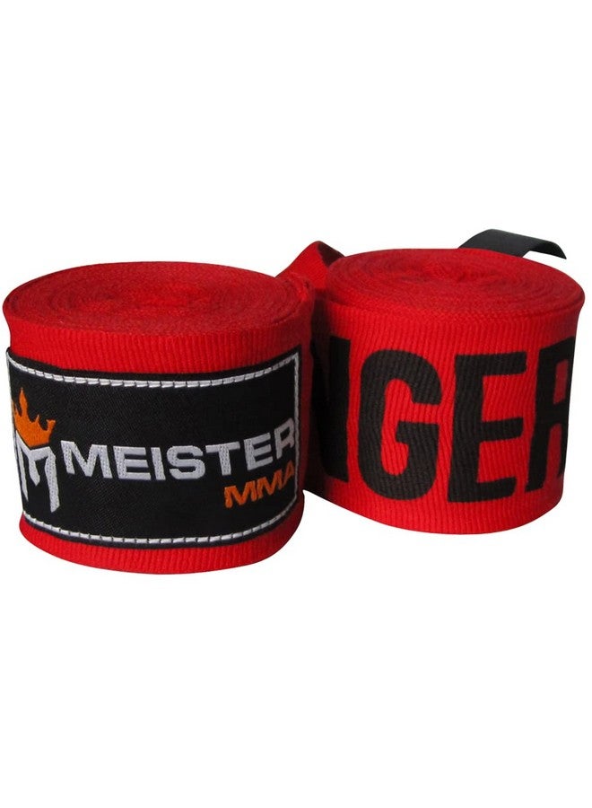 Meister Adult 180" Semielastic Hand Wraps For Mma & Boxing (Pair) Danger Red - Image 1