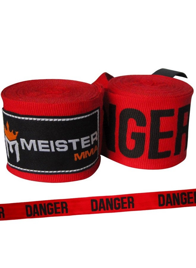 Meister Adult 180" Semielastic Hand Wraps For Mma & Boxing (Pair) Danger Red - Image 2