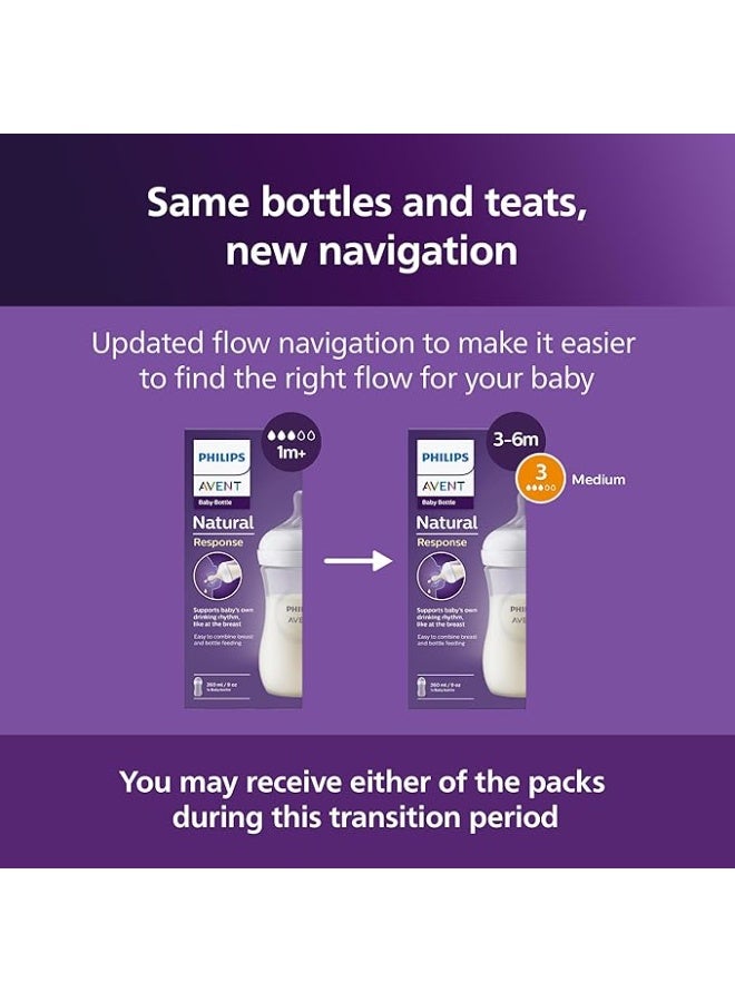 فيليبس زجاجة أطفال من فيليبس أفينت مع حلمة استجابة طبيعية 260 مل - خالية من BPA للأطفال من عمر شهر فما فوق - Image 2