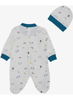 Breeze Baby Boy Booties Jumpsuit Sky Themed Animal Patterned 0-6 Months, Ecru  - Image 2