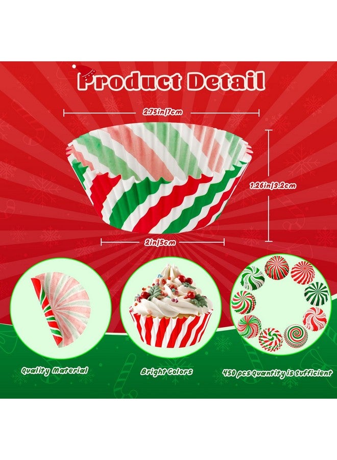 SANNIX 450pcs Christmas Cupcake Liners,Xmas Candy Pattern Baking Cups Cupcake Wrappers Paper Wraps Muffin Liners for Christmas Holiday Birthday Party Candy Cake Make Decorations Supplies(9 Designs) - Image 2