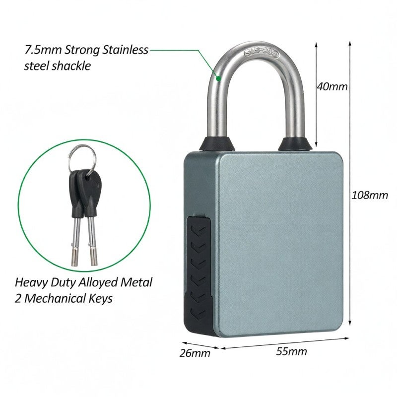 Smart Padlock BT Keypad Smart Lock Entry Front Door Lock Combination Lock Water APP Enabled for Home Gate Gym Outdoor School Bike Locker Storage Unit - Image 5