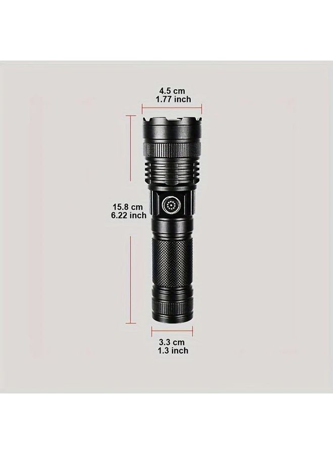 قطعة واحدة من مصباح يدوي LED بقدرة 30 وات مع شحن من نوع USB-C، بطارية مدمجة، فائق السطوع، للاستخدام في الهواء الطلق والطوارئ والتخييم والاستكشاف وصيد الأسماك ليلاً والعمل. - Image 3