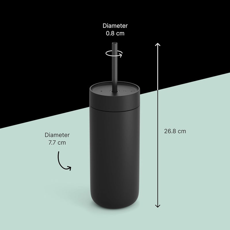 FELLOW 20 oz Carter Cold Travel Iced Coffee Mug - Stainless Steel Vacuum-Insulated Iced Coffee tumbler with Spill Resistant lid and straw - Matte Black - Image 2
