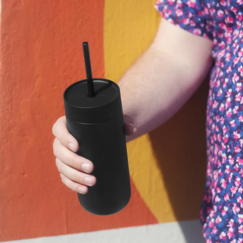 FELLOW 20 oz Carter Cold Travel Iced Coffee Mug - Stainless Steel Vacuum-Insulated Iced Coffee tumbler with Spill Resistant lid and straw - Matte Black - Image 3