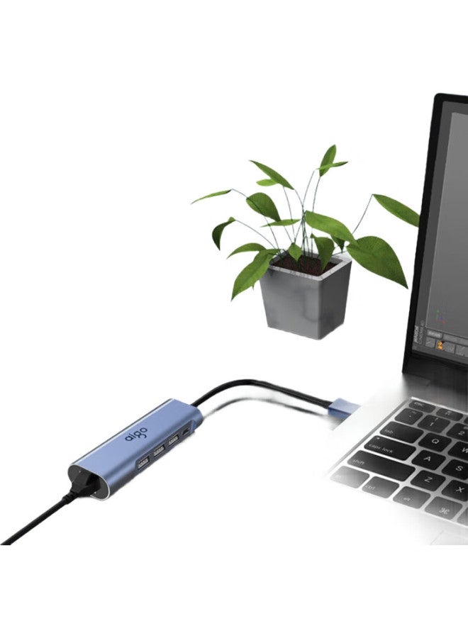 aigo Usb To Rj45 Ethernet Adapter, 100Mbps Wired Network Card, Network Cable Converter, Laptop Docking Station, Usb Hub, Expansion Dock R03A (Metal) - Image 3