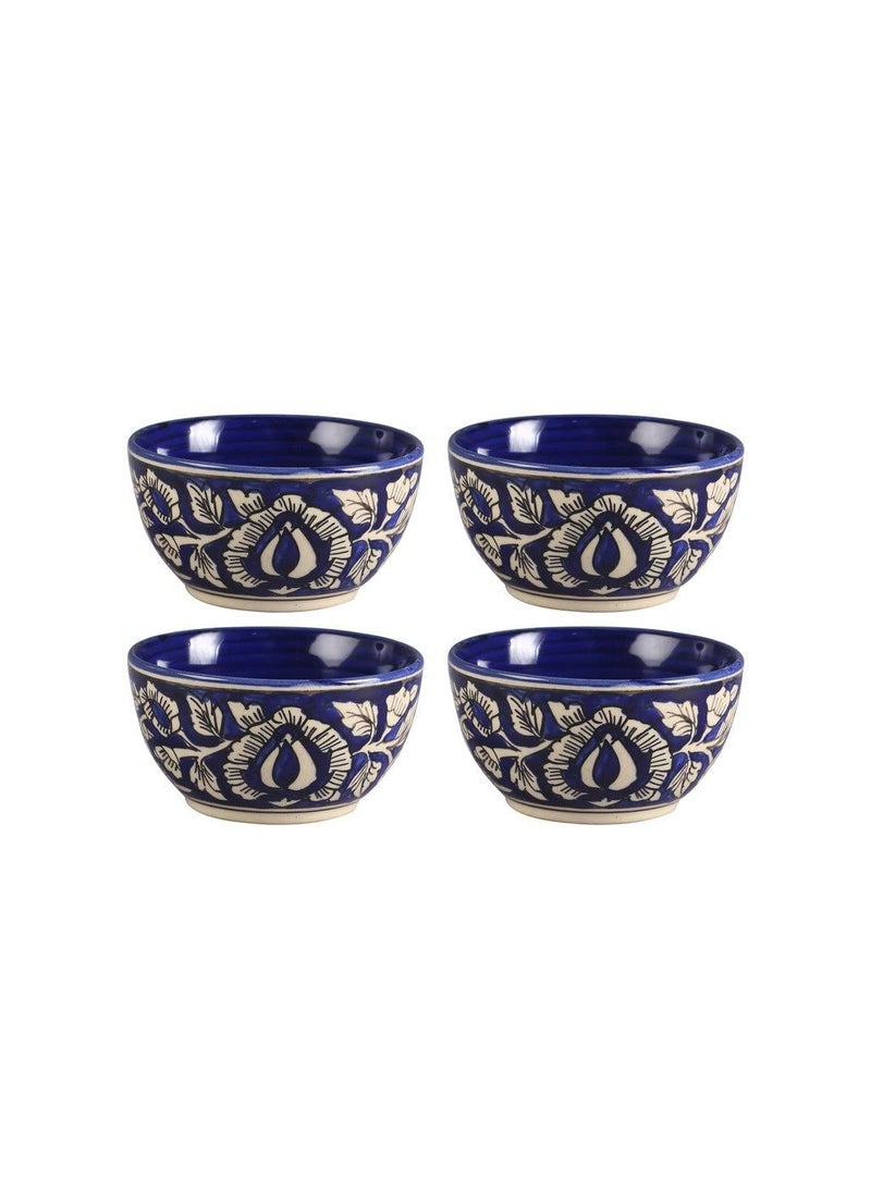 Caffeine Caffeine Ceramic Handmade Blue Mughal Combo Dinner Set (Set of 8) Microwave & Dishwasher Safe  - Image 2