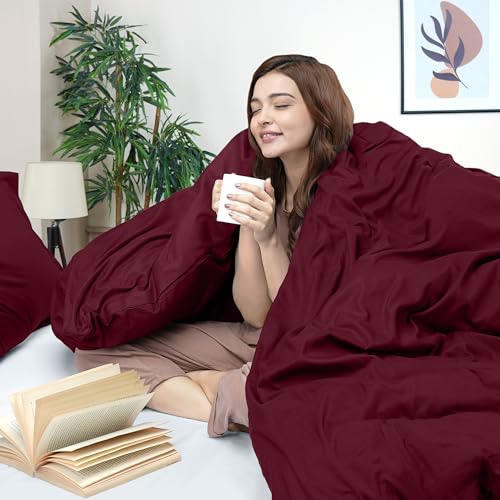 Utopia Bedding Duvet Cover Twin Size - 2 Piece with Zipper Closure - 1 Comforter Cover 68X90 Inches & 1 Pillow Sham 20X26 Inches (Burgundy) Comforter Not Included - Image 3