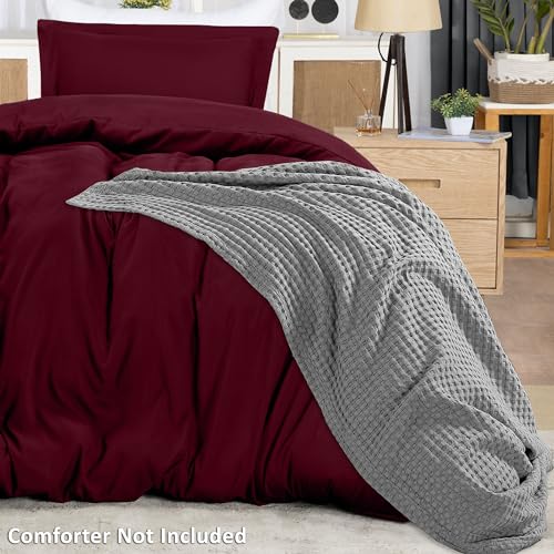 Utopia Bedding Duvet Cover Twin Size - 2 Piece with Zipper Closure - 1 Comforter Cover 68X90 Inches & 1 Pillow Sham 20X26 Inches (Burgundy) Comforter Not Included - Image 4