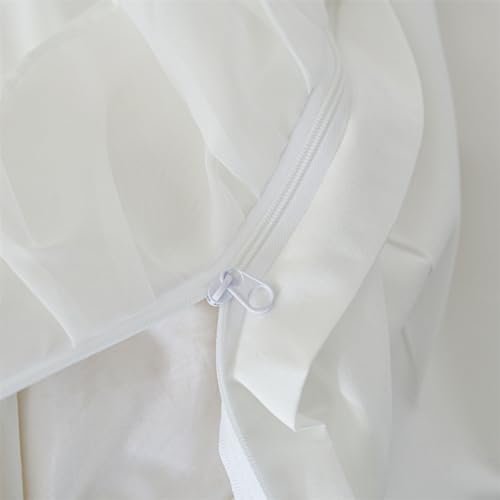 IHOUSTRIY Duvet Cover Twin Size, Ruffle Beddding Set with Bowtie, 2 Pieces Comforter Cover Set with Zipper Closure, Girl Princess Bedding with Pillowcase - White, Twin - Image 4