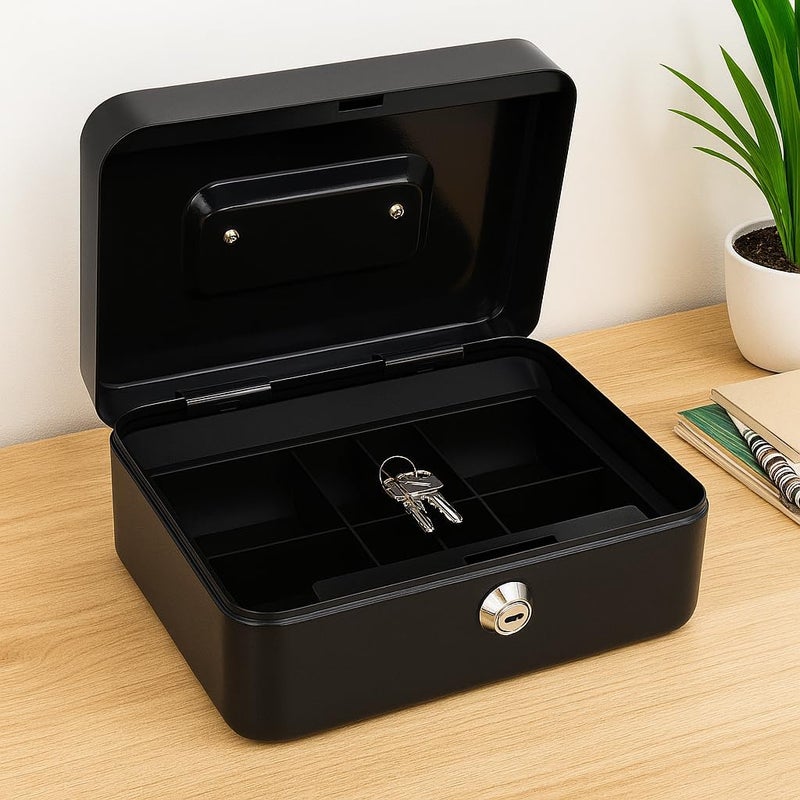 Fitto Black Deposit Box 20x25cm Secure Storage for Home and Office - Image 2