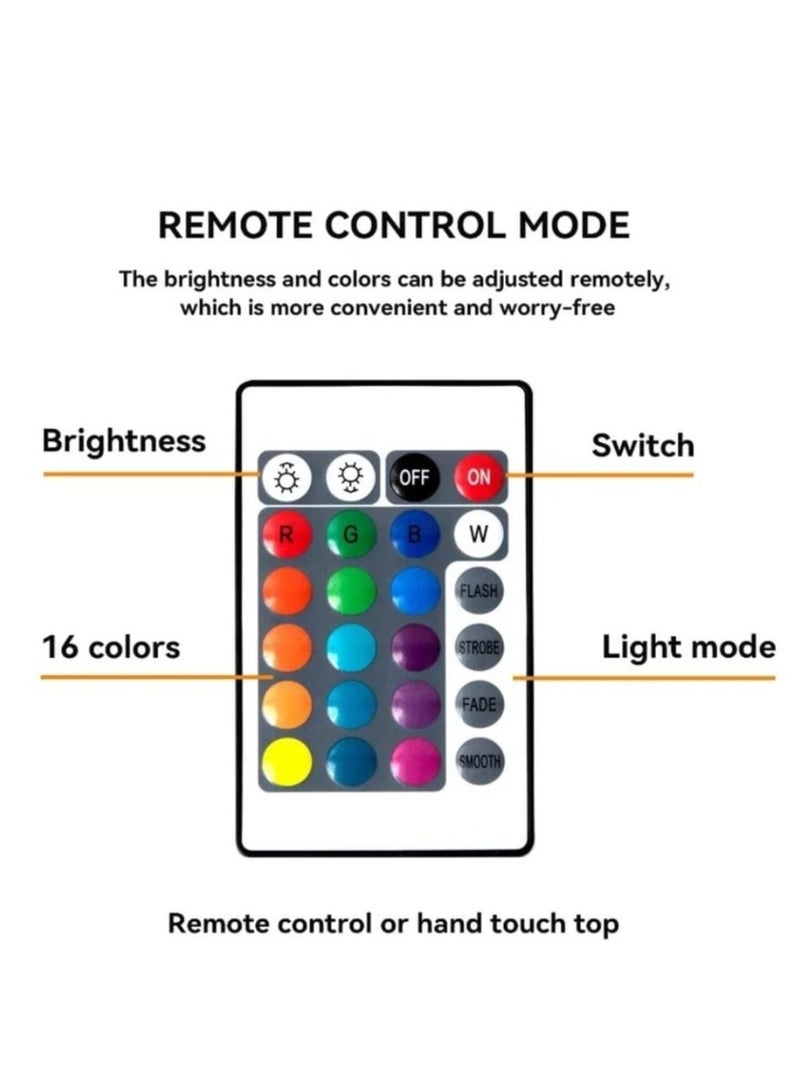مصباح طاولة كريستال ماسي 16 لون متغير بالوان RGB يعمل باللمس ، سرير جانبي بضوء ليلي USB رومانسي روز اكريليك ثلاثي الابعاد مع جهاز تحكم عن بعد لعيد الام وعيد الحب، شفاف  - Image 3