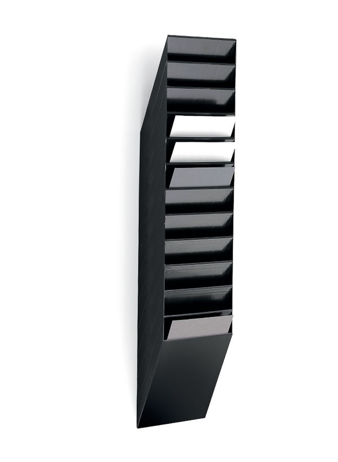 ديورابل حامل ملفات يثبت على الحائط للأوراق A4 | حامل ملفات بورتريه 12 قسم بسعة حشو 23 مم وقابل للتمديد حتى 6 كجم تقريبا، صناعة ألمانية، مناسب للاستقبال والمعارض — ديوريبل - Image 1