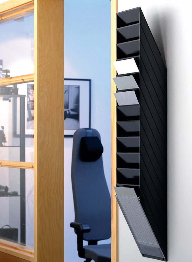 ديورابل حامل ملفات يثبت على الحائط للأوراق A4 | حامل ملفات بورتريه 12 قسم بسعة حشو 23 مم وقابل للتمديد حتى 6 كجم تقريبا، صناعة ألمانية، مناسب للاستقبال والمعارض — ديوريبل - Image 4