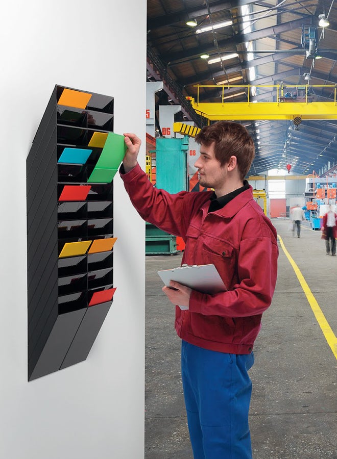 ديورابل حامل ملفات يثبت على الحائط للأوراق A4 | حامل ملفات بورتريه 12 قسم بسعة حشو 23 مم وقابل للتمديد حتى 6 كجم تقريبا، صناعة ألمانية، مناسب للاستقبال والمعارض — ديوريبل - Image 2