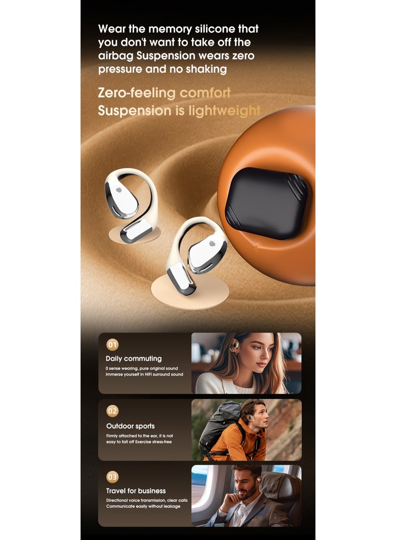 Open-back Headphones Bluetooth 5.4 Headphones Air Conduction Wireless Headphones 360° Stereo Surround Sound Ultra-light Sports Earbuds with Ear Hooks Compatible with IPhone and Android - Image 5