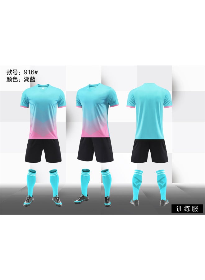 916 Lake Blue Short Sleeve Football Jersey - Image 1