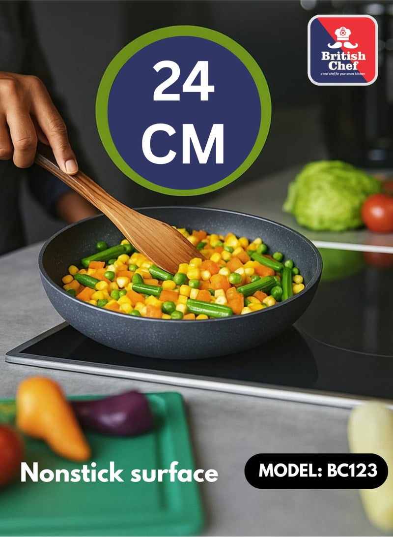 British Chef 24cm Fry Pan with Superior Non-Stick Coating Surface – PFOA Free, Dishwasher Safe, Stain-Free Interior, Gas & Induction Compatible Frying Pan-BC123 - Image 2