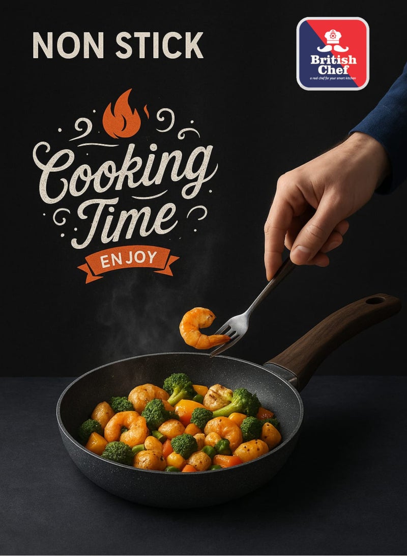 British Chef 24cm Fry Pan with Superior Non-Stick Coating Surface – PFOA Free, Dishwasher Safe, Stain-Free Interior, Gas & Induction Compatible Frying Pan-BC123 - Image 3