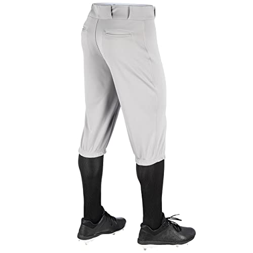 CHAMPRO Triple Crown Knicker Style Baseball Pants in Solid Color with Reinforced Sliding Areas, Gray, X-Small,Grey - Image 2