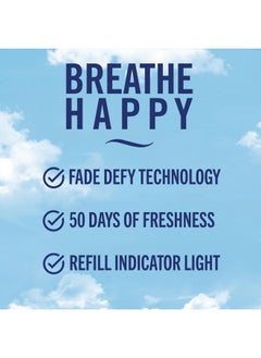 febreze Febreze Plug In Air Freshener, Odor-Fighting Scented Oil Starter Kit, Air Fresheners for Home and Bathroom and Kitchen, Long Lasting for Strong Odors, Linen & Sky Scent, Warmer + 2 Refill  - Image 2