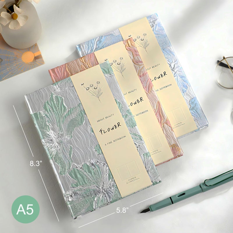 ipoul Flower Notebook, Hardcover, Lay Flat, A5, 6x8, Wide Ruled Pages, Writing Journal for Women, Pretty Notebook, Recipe Journal, Garden Journal, Gratitude Journal, Lily Gifts, Green - Image 4