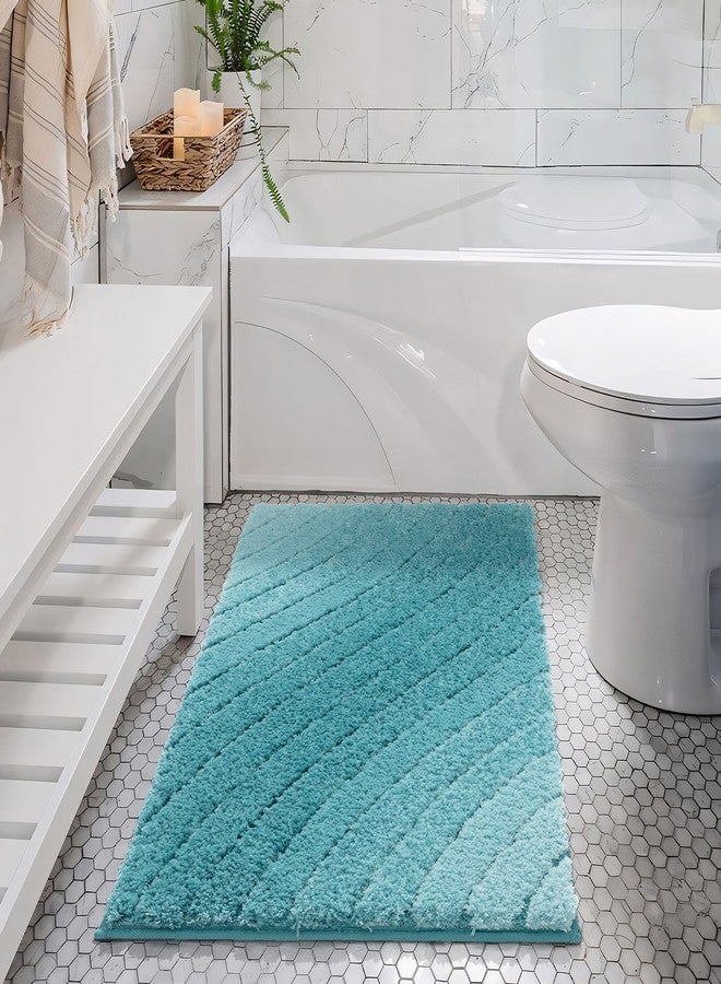 DEXDE Luxury Plush Fluffy Microfiber Bath Rug, Extra Soft and Absorbent, Non-Slip, for Tub and Shower, 24x36 Teal - Image 4