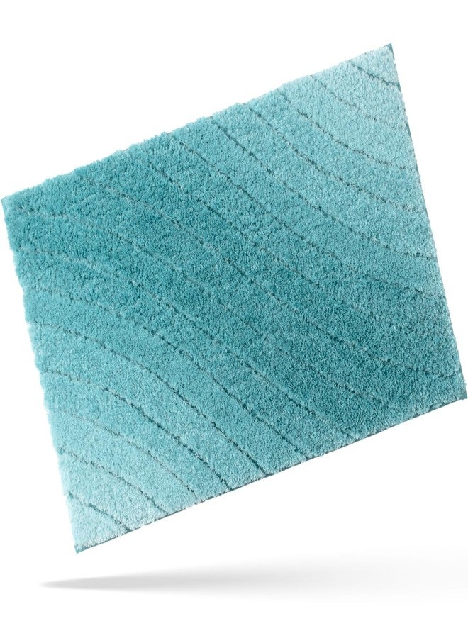 DEXDE Luxury Plush Fluffy Microfiber Bath Rug, Extra Soft and Absorbent, Non-Slip, for Tub and Shower, 24x36 Teal - Image 1