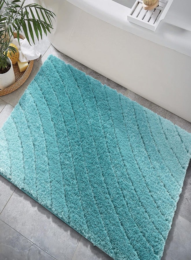 DEXDE Luxury Plush Fluffy Microfiber Bath Rug, Extra Soft and Absorbent, Non-Slip, for Tub and Shower, 24x36 Teal - Image 2