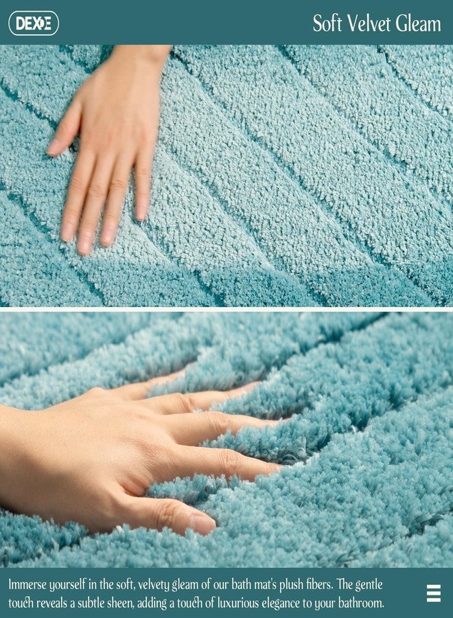 DEXDE Luxury Plush Fluffy Microfiber Bath Rug, Extra Soft and Absorbent, Non-Slip, for Tub and Shower, 24x36 Teal - Image 5