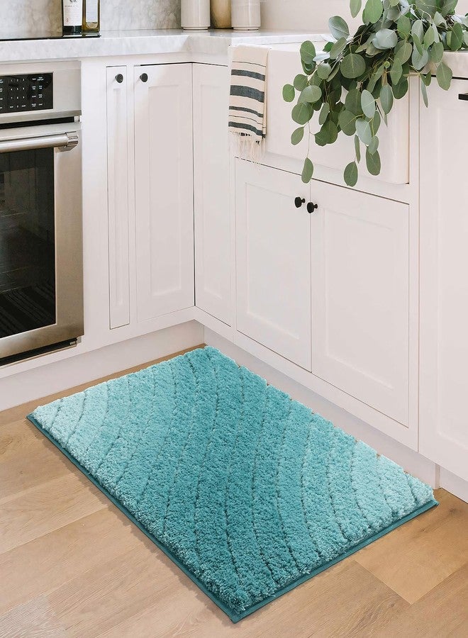DEXDE Luxury Plush Fluffy Microfiber Bath Rug, Extra Soft and Absorbent, Non-Slip, for Tub and Shower, 24x36 Teal - Image 3