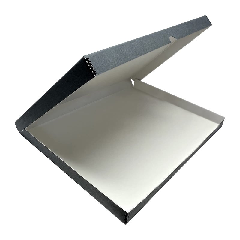 Lineco Folio Storage Box Clamshell Design with Metal Edge 235x305x175 in Archival Boxboard Organize and Preserve Photos Prints Cards Magazines Documents Art Ephemera Family Records Gray