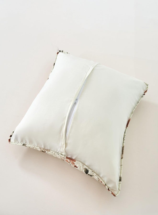 DaDa Bedding Enchanted Meadow Throw Pillow Covers - Set of 2, Zippered Floral Design in Beige, Rose, and Soft Green, Premium Soft Microfiber, Decorative Throw Pillow Shams 18x18 Inches (18" x 18" Set of 2) - Image 2