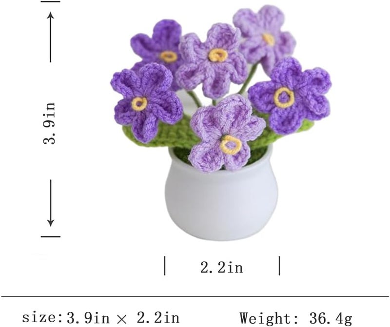MofivKce Crochet Forget-Me-Not Potted Plants Handmade Artificial Flowers for Home Decor, Wedding, Birthday Gift for Friends and Family (Gradient Purple) - Image 1