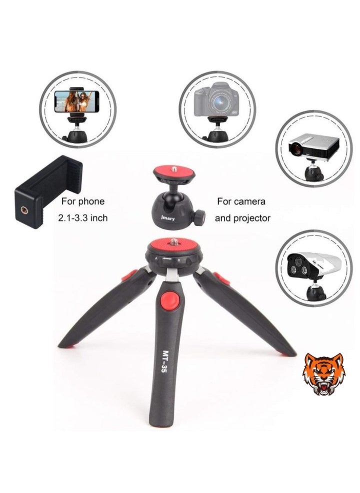 TIGER - "Tabletop Mini Portable Foldable Tripod Stand for Mobile Phones & DSLR Cameras – Includes Universal Phone Holder" - Image 1