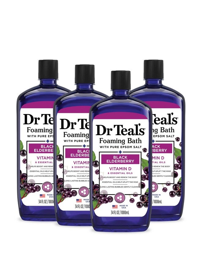 Dr Teal's Dr Teal's Foaming Bath with Pure Epsom Salt, Black Elderberry with Vitamin D, 34 fl oz (Pack of 4) (Packaging May Vary)  - Image 1