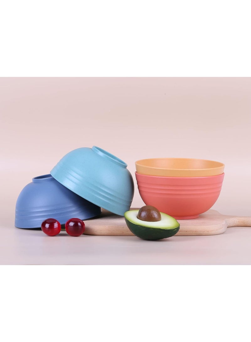 Unbreakable Cereal Bowls - 24 oz Reusable Wheat Straw Bowl Set of 6 - Dishwasher & Microwave Safe - Perfect for Cereal, Soup and Rice - BPA Free, Healthy & Eco-Friendly (6 Color_H) - Image 3