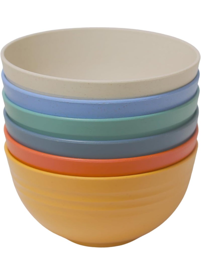 Unbreakable Cereal Bowls - 24 oz Reusable Wheat Straw Bowl Set of 6 - Dishwasher & Microwave Safe - Perfect for Cereal, Soup and Rice - BPA Free, Healthy & Eco-Friendly (6 Color_H) - Image 1